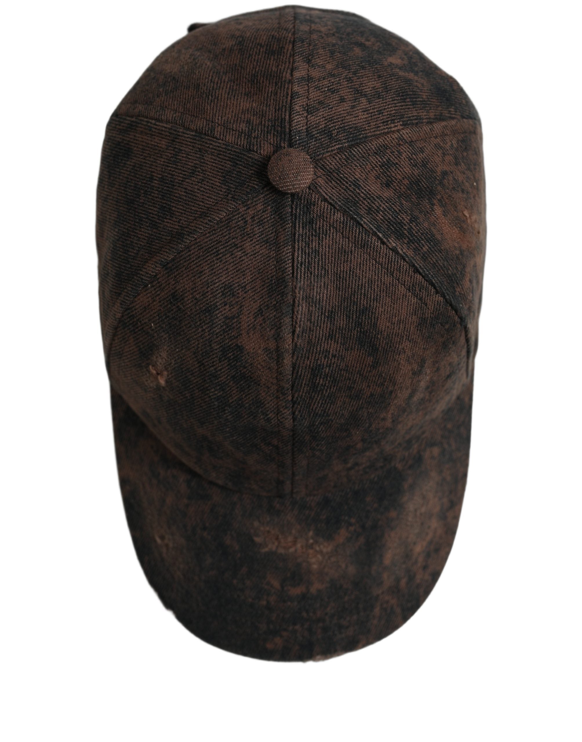 Dolce & Gabbana Men Brown Cotton Distressed Baseball Cap Hat