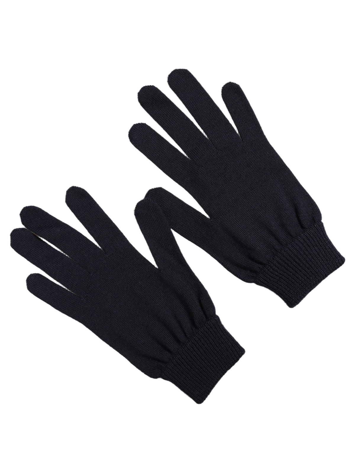 Dolce & Gabbana Men Dark Blue Cashmere Knitted Winter Gloves