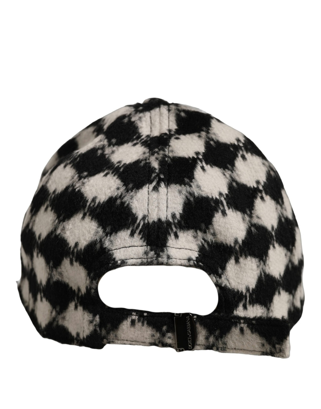 Dolce & Gabbana Men Black White Diamond Wool Baseball Cap Hat