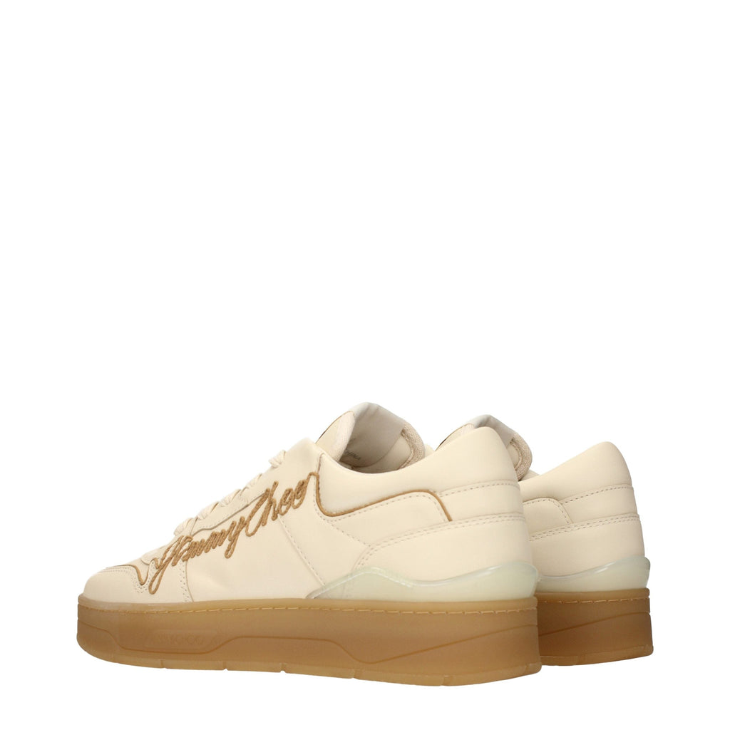 Jimmy Choo Beige Leather Low Top Sneakers