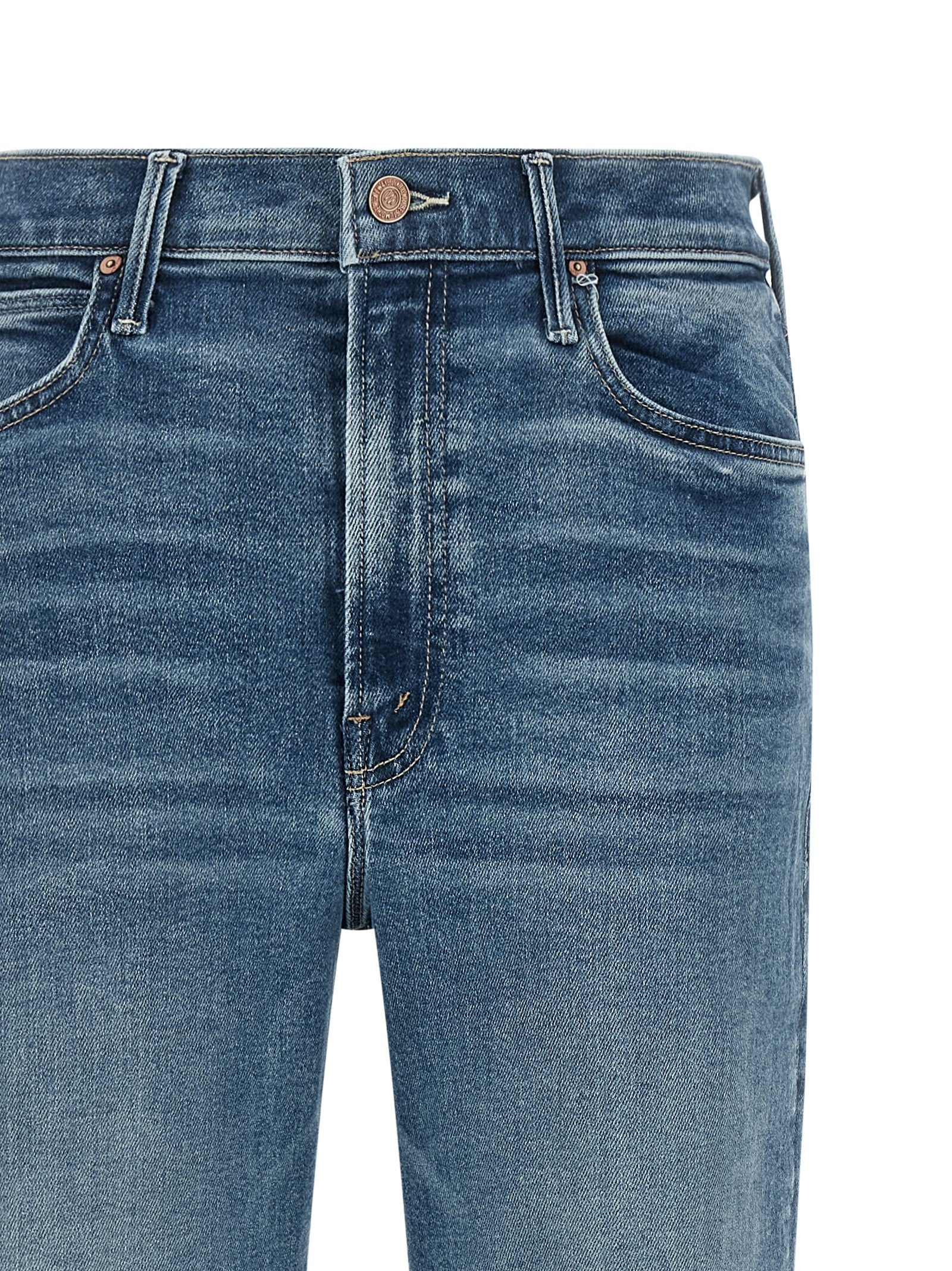 Mother Denim Blue Cotton Flared Jeans