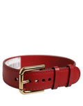 Dolce & Gabbana Red Calfskin Leather Gold Buckle Belt Strap Bracelet