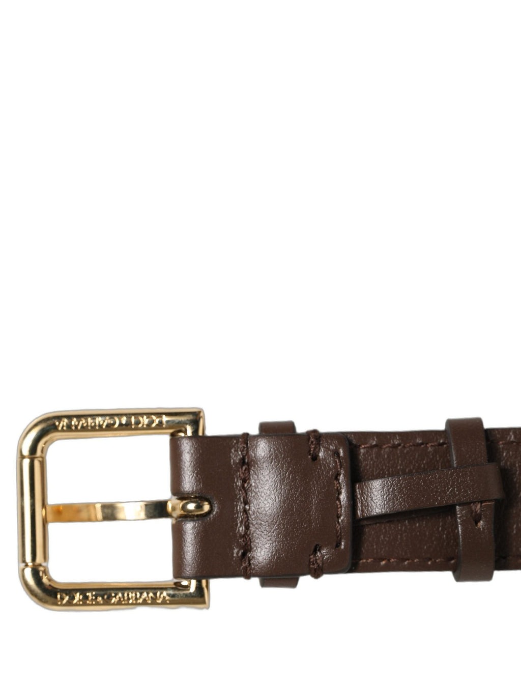 Dolce & Gabbana Brown Calfskin Leather Gold Buckle Belt Strap Bracelet