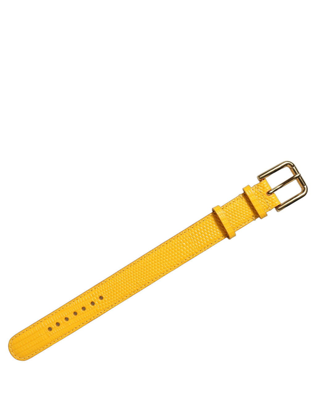 Dolce & Gabbana Yellow Textured Leather Gold Buckle Belt Strap Bracelet