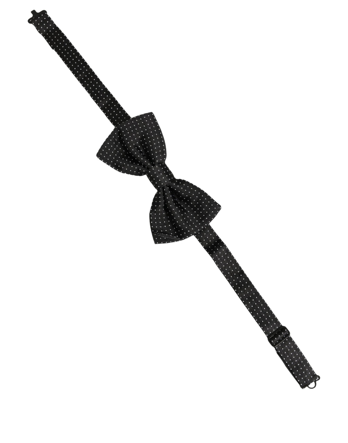 Dolce & Gabbana Men Black Polka Dot Silk Adjustable Neck Papillon Bow Tie