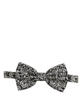 Dolce & Gabbana Tie Black White Paisley Silk Adjustable Neck Papillon Bow