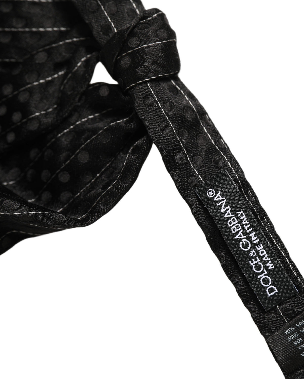 Dolce & Gabbana Men Black Pinstripe Silk Adjustable Neck Papillon Bow Tie