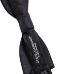 Dolce & Gabbana Dark Blue Diamond Pattern Adjustable Neck Papillon Bow Tie