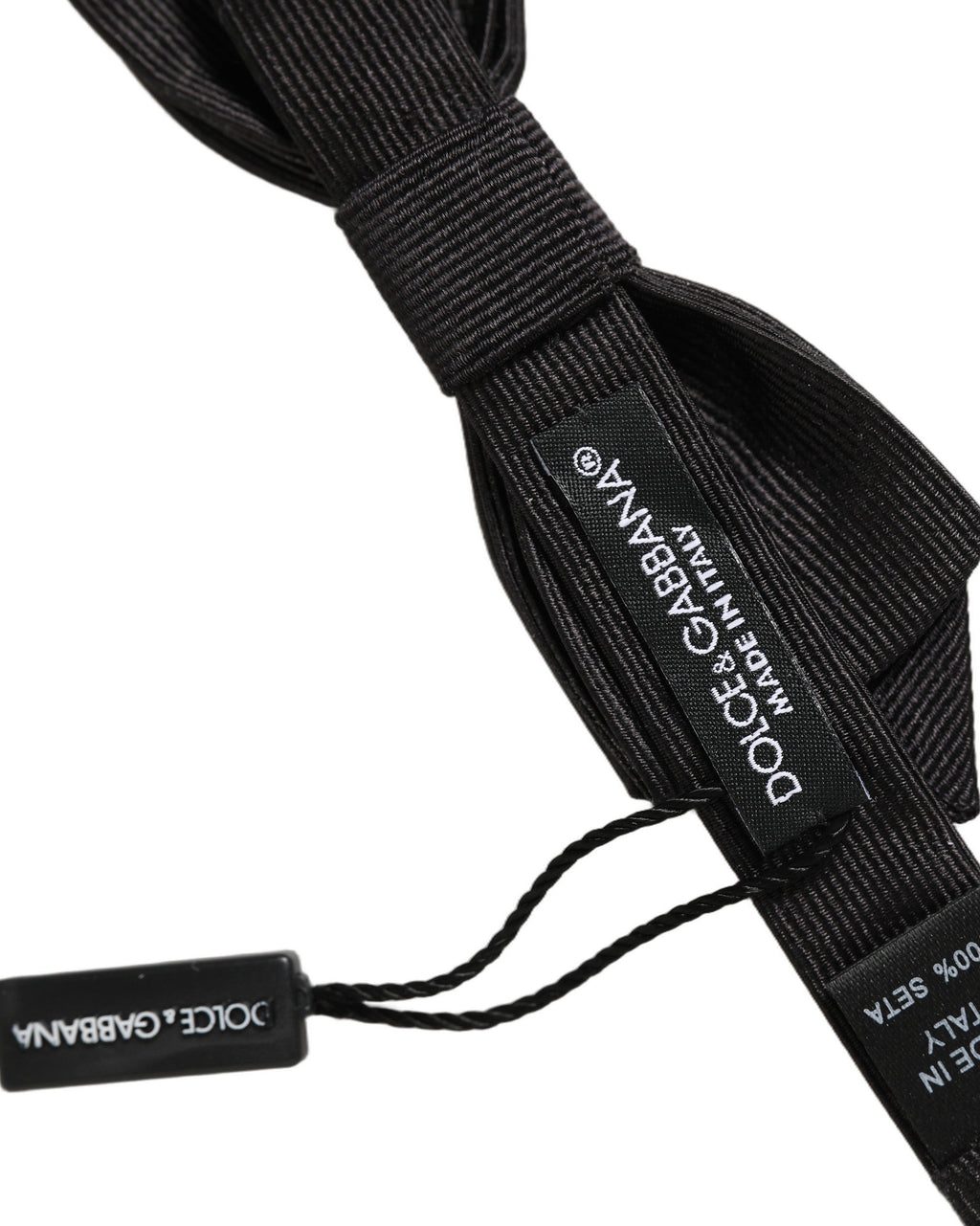 Dolce & Gabbana Men Black 100% Silk Adjustable Neck Papillon Bow Tie