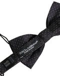 Dolce & Gabbana Dark Blue White Polka Dot Adjustable Neck Papillon Bow Tie