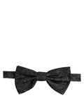 Dolce & Gabbana Men Black Paisley SIlk Adjustable Neck Papillon Bow Tie