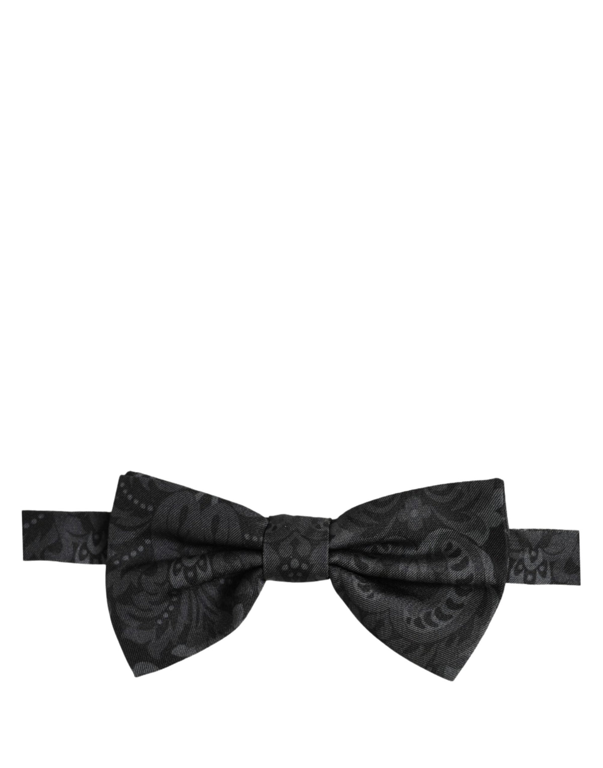 Dolce & Gabbana Men Black Paisley SIlk Adjustable Neck Papillon Bow Tie