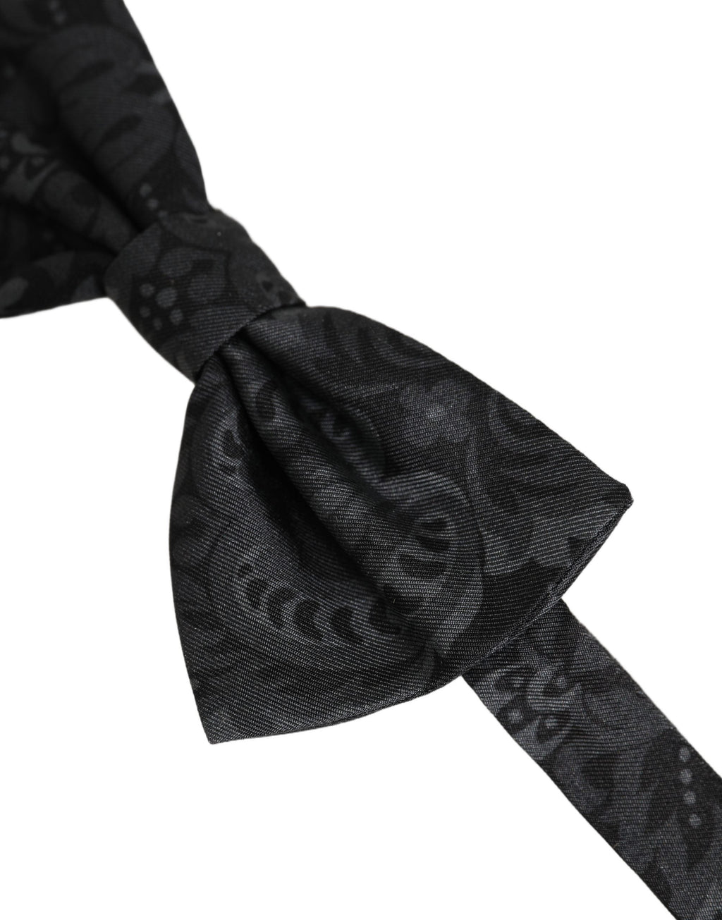 Dolce & Gabbana Men Black Paisley SIlk Adjustable Neck Papillon Bow Tie