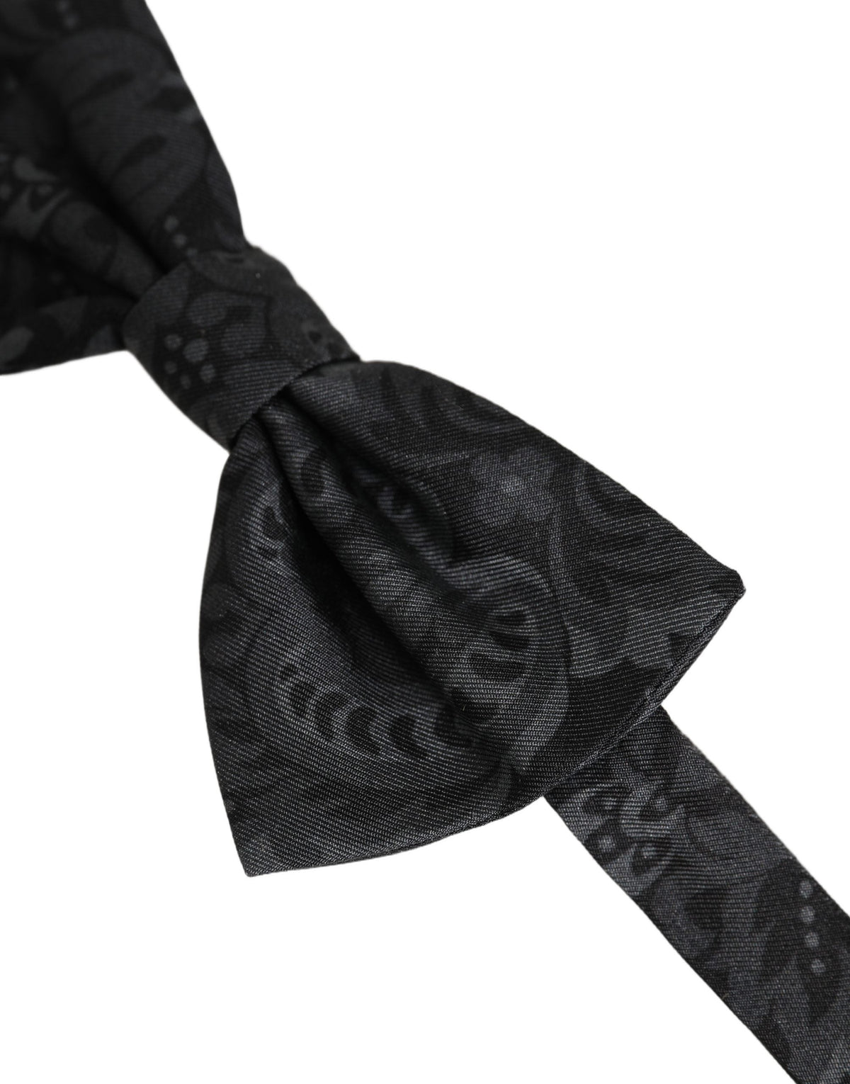 Dolce & Gabbana Men Black Paisley SIlk Adjustable Neck Papillon Bow Tie