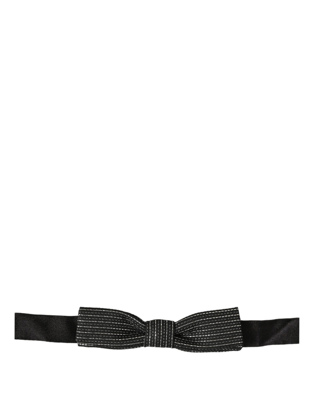 Dolce & Gabbana Men Dark Blue Silver Ribbed Adjustable Neck Papillon  Bow Tie