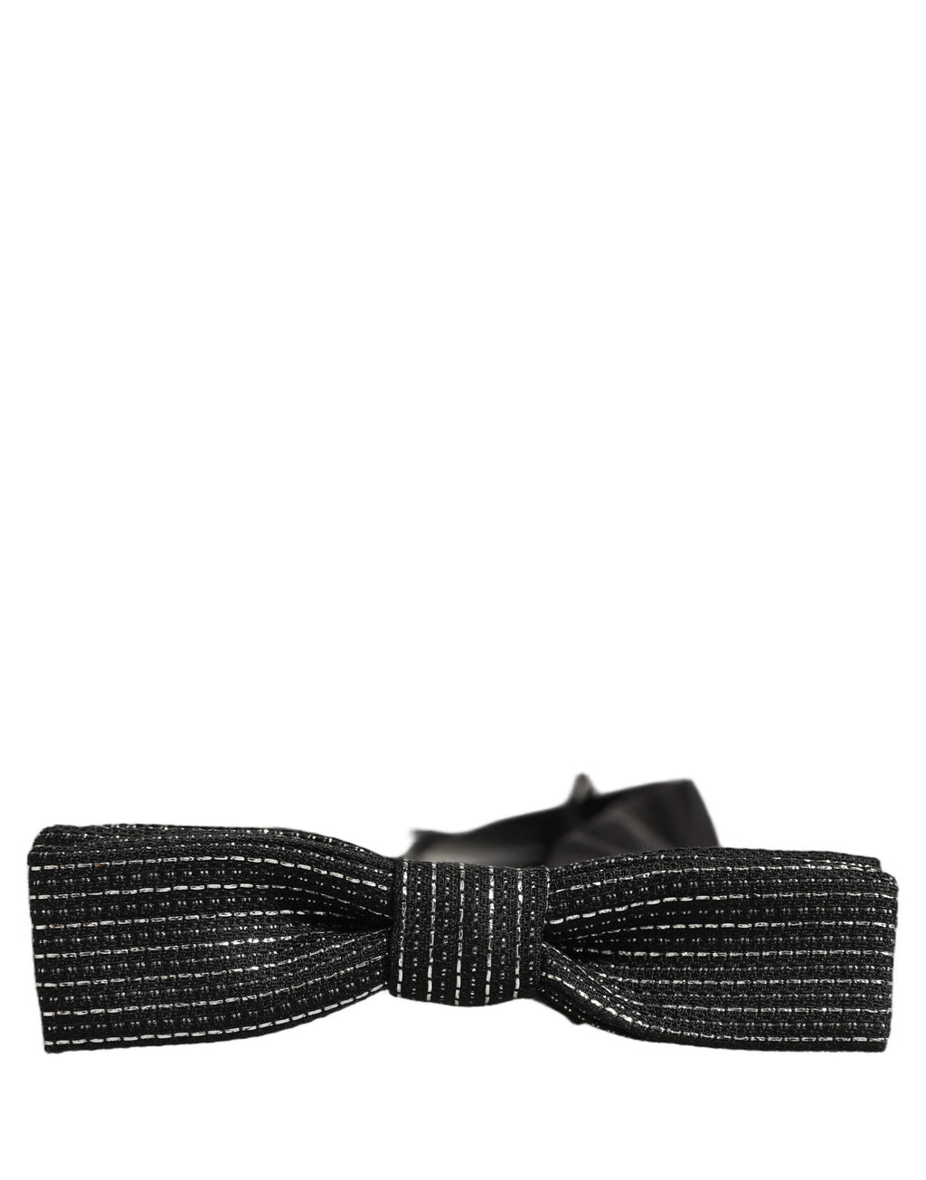 Dolce & Gabbana Men Dark Blue Silver Ribbed Adjustable Neck Papillon  Bow Tie