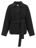 Khaite Gray Wool Full-Length Jacket