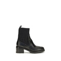 Santoni Black Calf Leather Bos Taurus Ankle Boots
