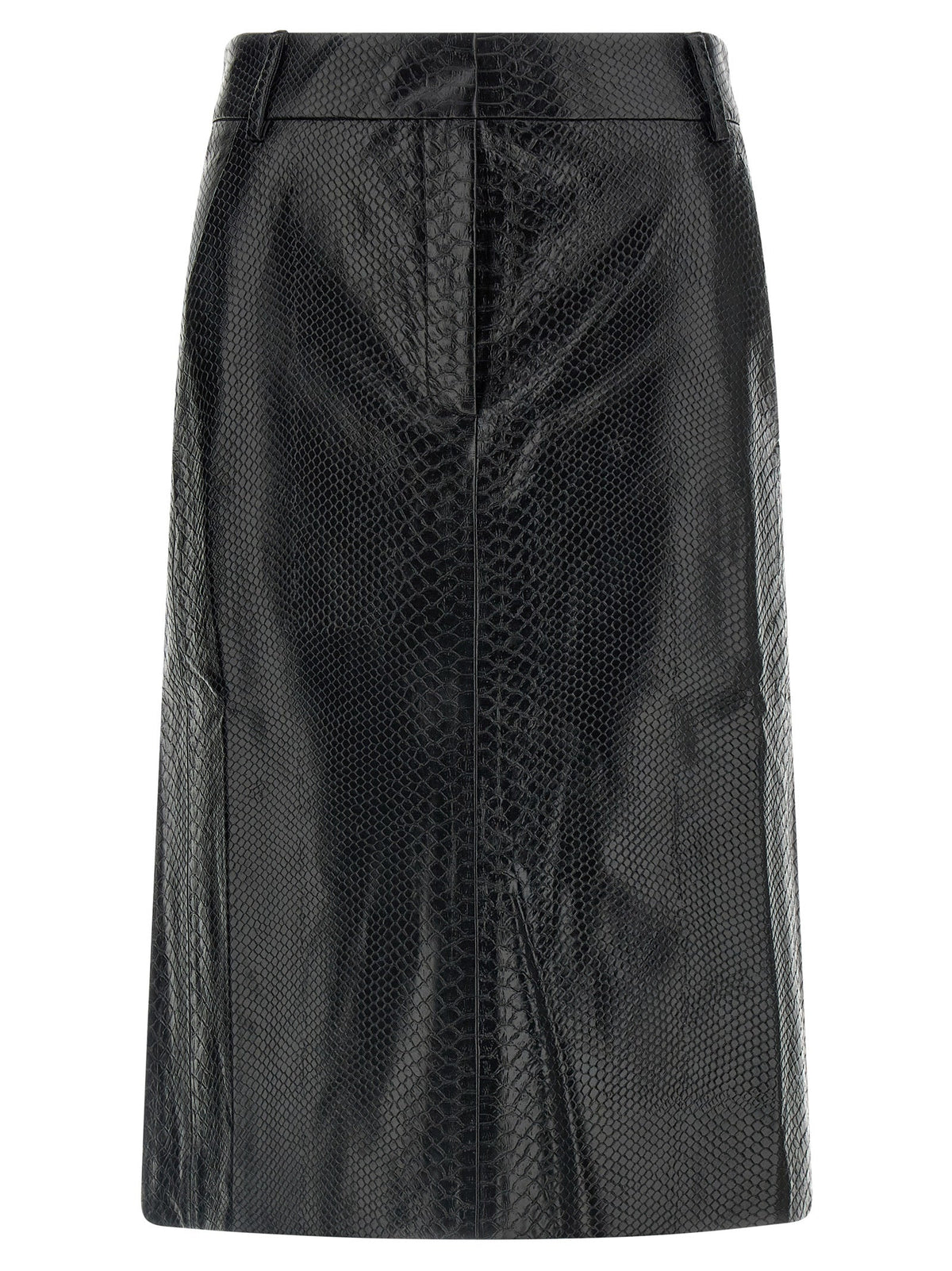 The Andamane Black Polyethylene Midi Skirt