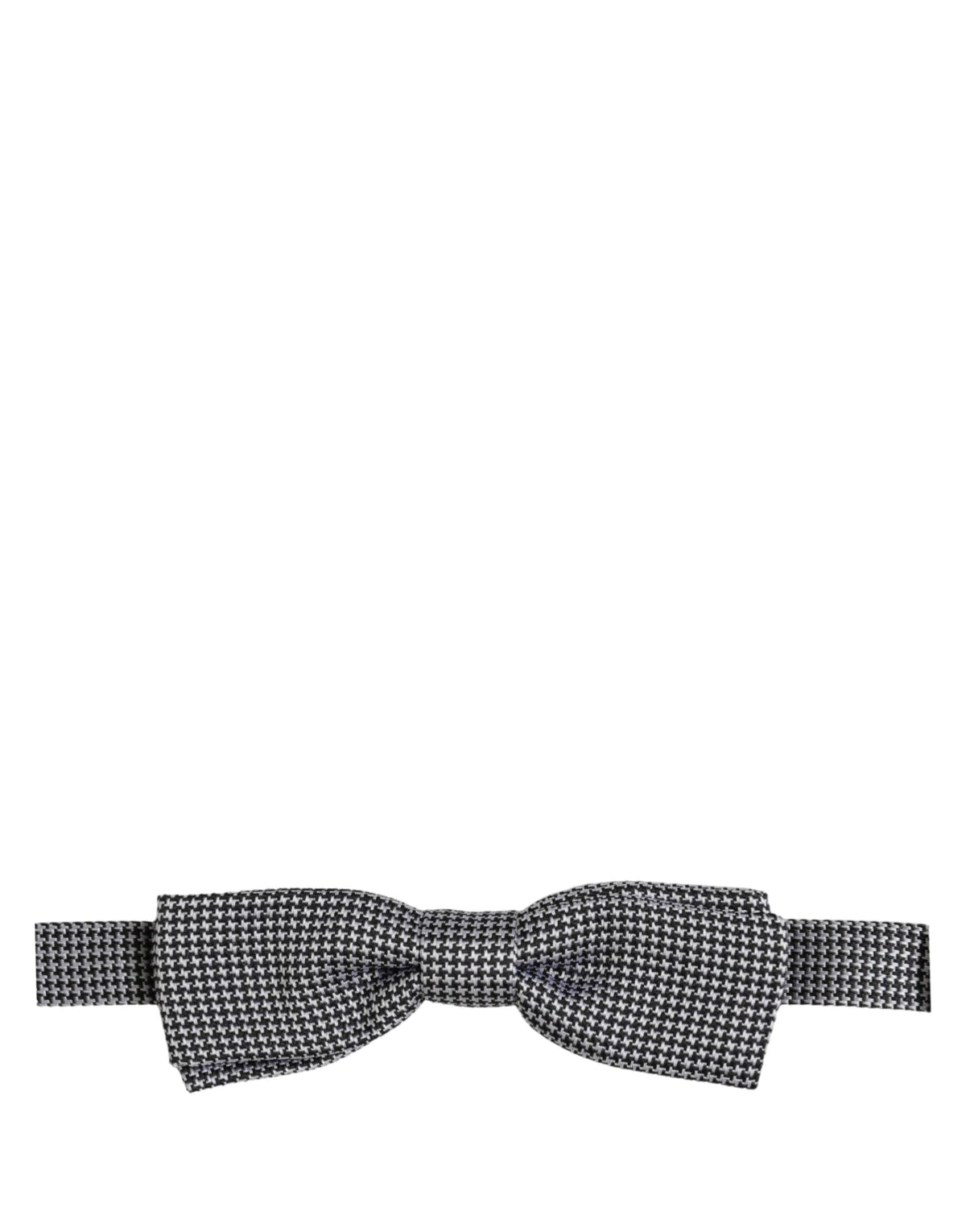 Dolce & Gabbana Black White Houndstooth Adjustable Neck Bow Tie