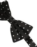 Dolce & Gabbana Black White Polka Dot Adjustable Neck Papillon Bow Tie