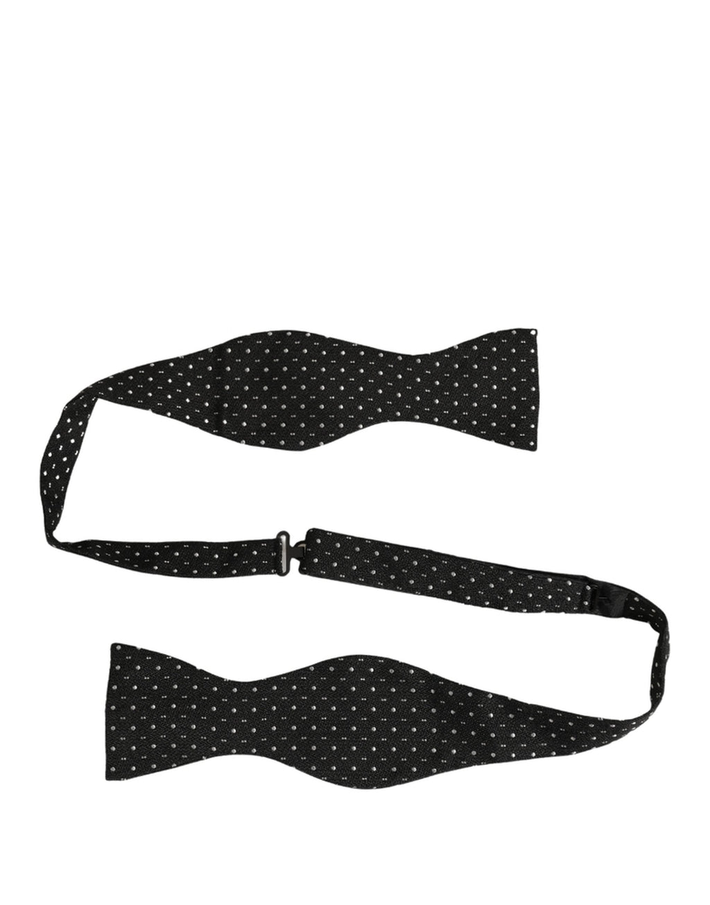 Dolce & Gabbana Black White Polka Dot Adjustable Neck Papillon Bow Tie