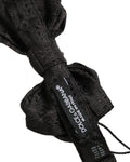 Dolce & Gabbana Men Black Paisley Silk Adjustable Neck Papillon Bow Tie
