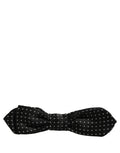 Dolce & Gabbana Black Dark Gray Polka Dot Adjustable Neck Papillon Bow Tie