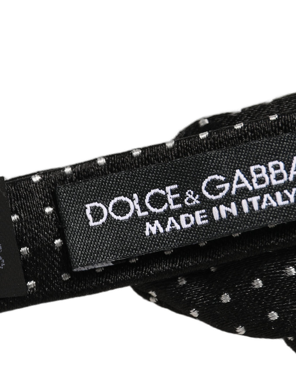 Dolce & Gabbana Black Dark Gray Polka Dot Adjustable Neck Papillon Bow Tie