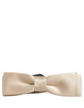Dolce & Gabbana Men Beige 100% Silk Adjustable Neck Papillon Bow Tie