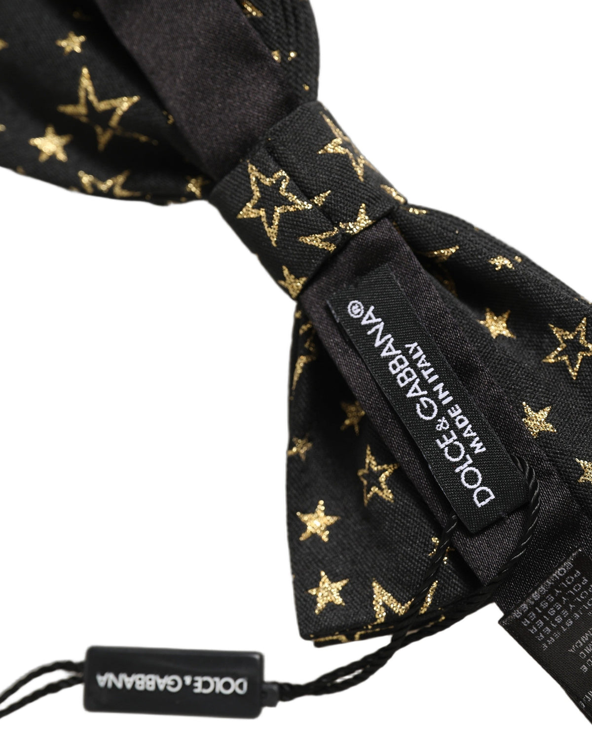 Dolce & Gabbana Men Black Star 100% Silk Adjustable Neck Papillon Bow Tie