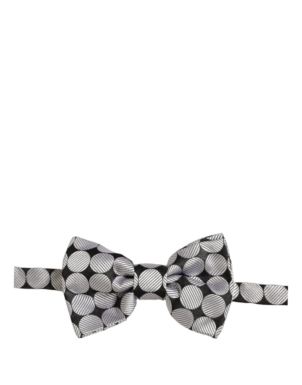 Dolce & Gabbana Men Black Silver Circles Adjustable Neck Papillon Bow Tie