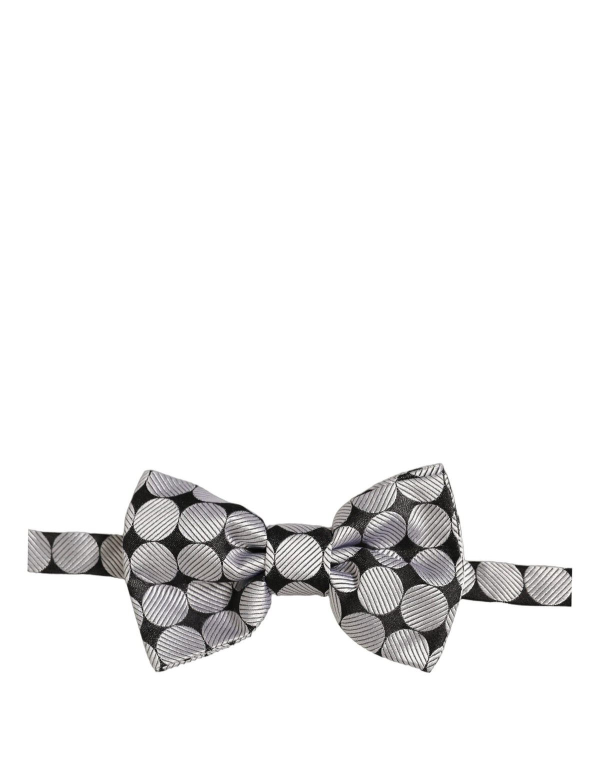 Dolce & Gabbana Men Black Silver Circles Adjustable Neck Papillon Bow Tie