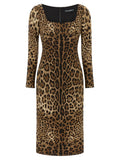 Dolce & Gabbana Brown Viscose Midi Dress