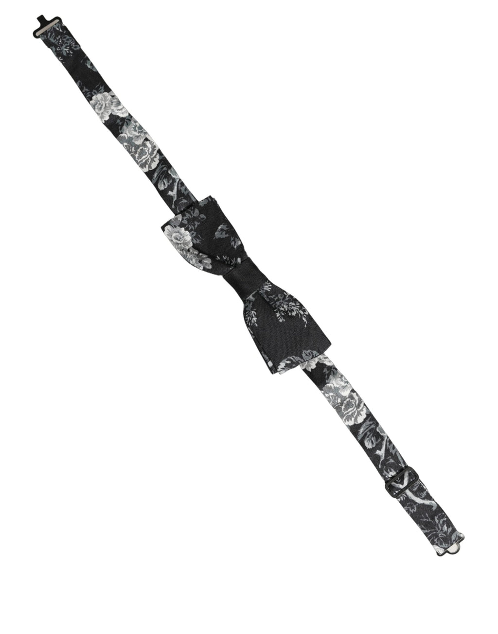 Dolce & Gabbana Black Floral Silk Adjustable Neck Men Papillon Bow Tie