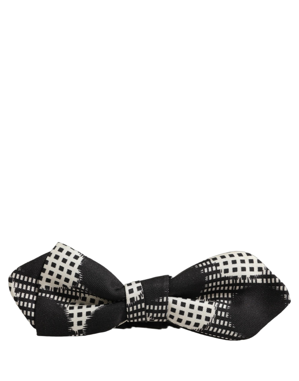 Dolce & Gabbana Dark Gray White Checkered Adjustable Neck Papillon Bow Tie