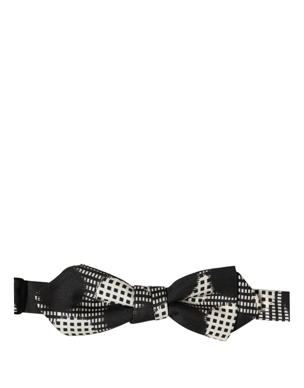 Dolce & Gabbana Dark Gray White Checkered Adjustable Neck Papillon Bow Tie