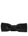 Dolce & Gabbana Black White Polka Dot Adjustable Neck Papillon Bow Tie