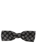 Dolce & Gabbana Dark Gray White Geometric Silk Adjustable Neck Papillon Bow Tie