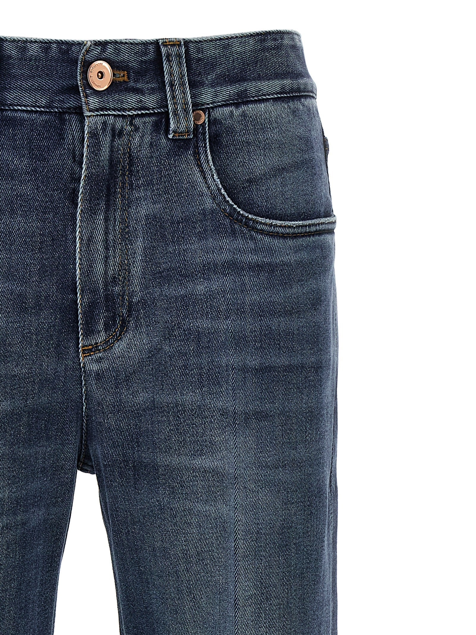 Brunello Cucinelli Blue Cotton Relaxed Fit Jeans