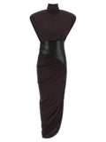 The Andamane Bordeaux Viscose Midi Dress