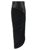 The Andamane Black Viscose Midi Skirt