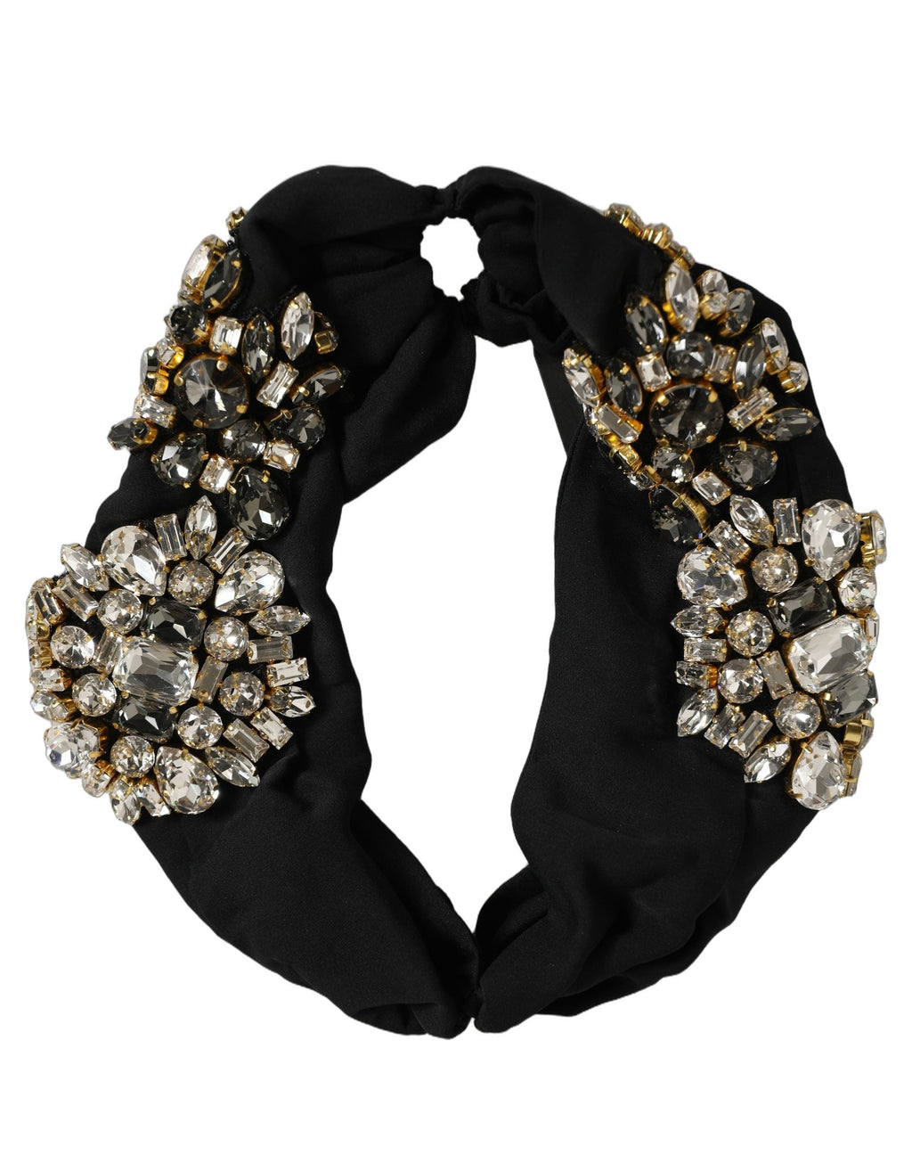Dolce & Gabbana Black Silk Crystal Embellishment One Size Headband