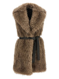 BLANCHA Beige Lamb Fur Sleeveless Jacket