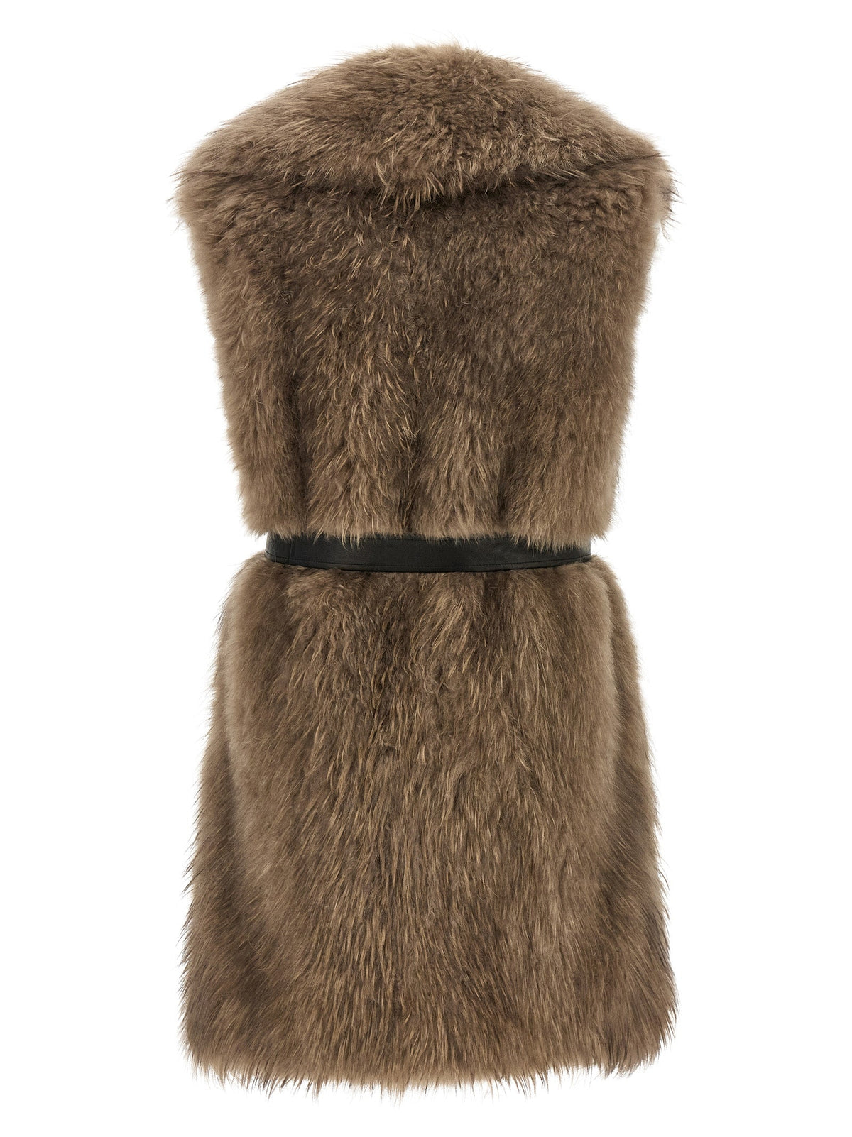 BLANCHA Beige Lamb Fur Sleeveless Jacket