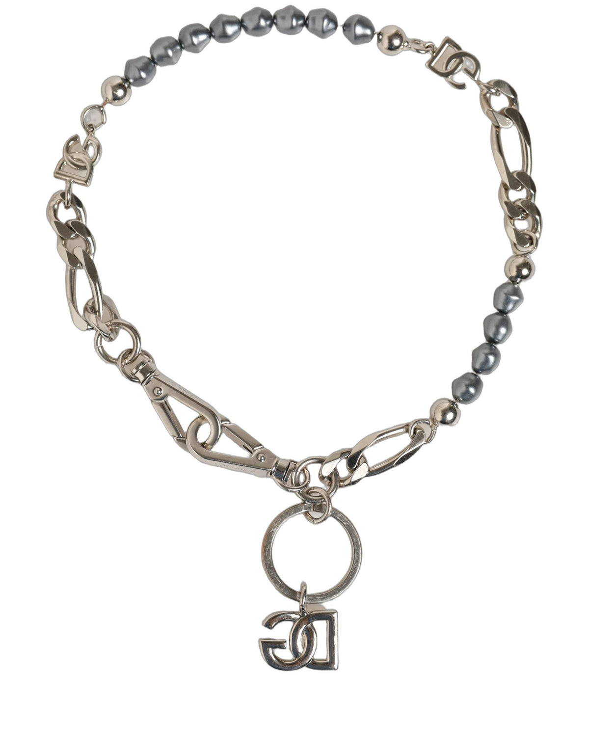Dolce & Gabbana Silver Tone Chain Signature DG Logo Pendant Necklace