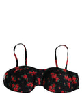 Dolce & Gabbana Black Floral Print Underwire Beachwear Bikini Top