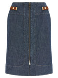 Fendi Blue Cotton Midi Skirt