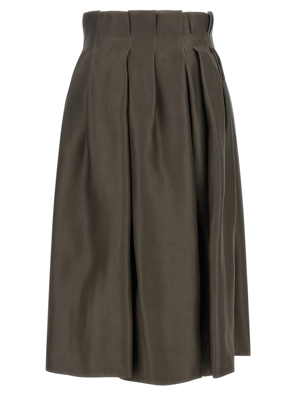 Khaite Brown Silk Midi Skirt