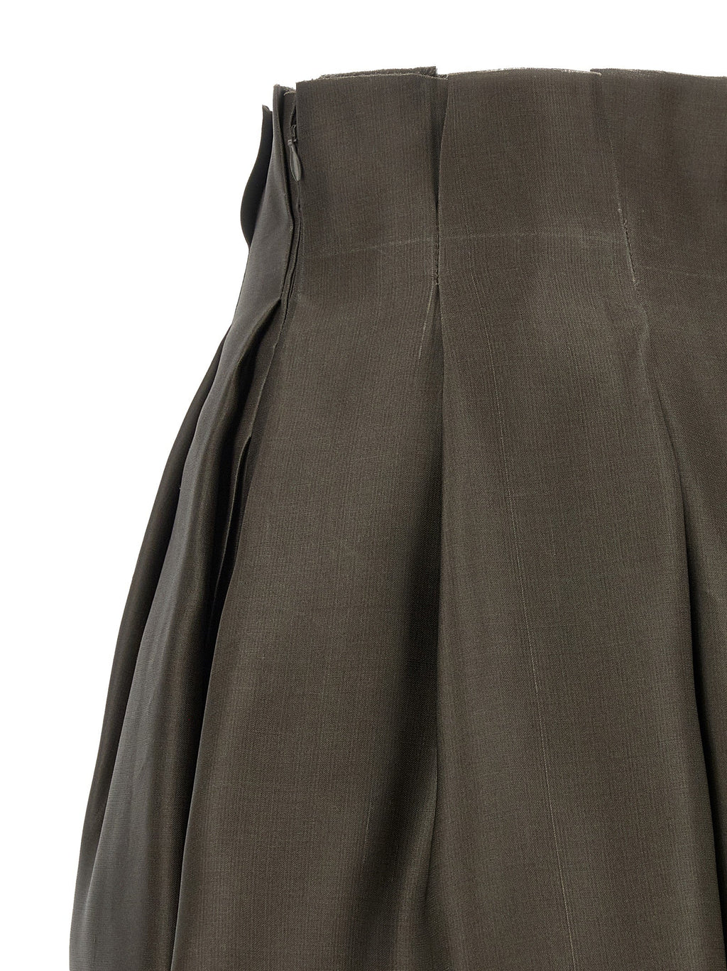 Khaite Brown Silk Midi Skirt